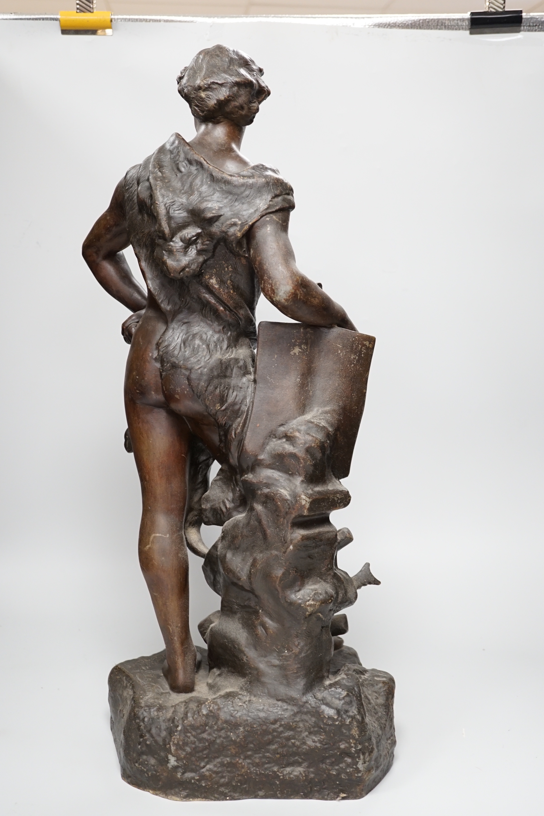 A classical spelter figure 'Genie du Travail', 60cm high